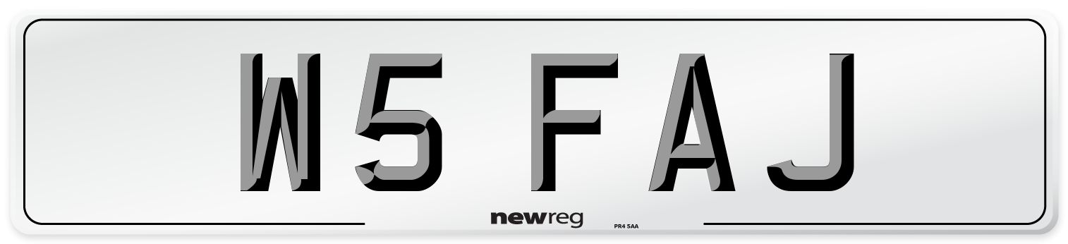 W5 FAJ Number Plate from New Reg